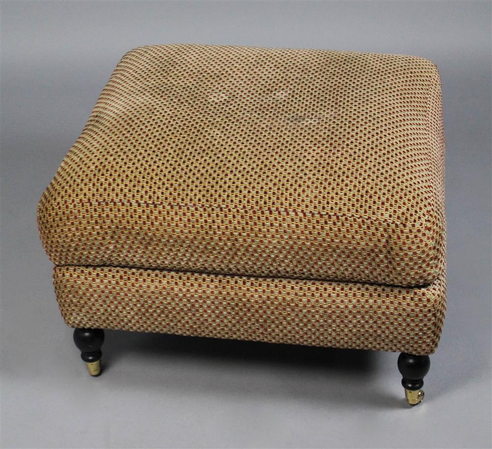 Appraisal: GEORGE SMITH STYLE OTTOMAN ON TURNED LEGS IN CHENILLE EN