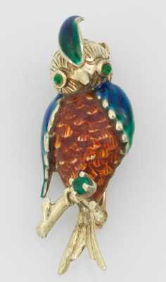 Appraisal: A Ladies' Gold and Enamel Bird Brooch k yellow gold