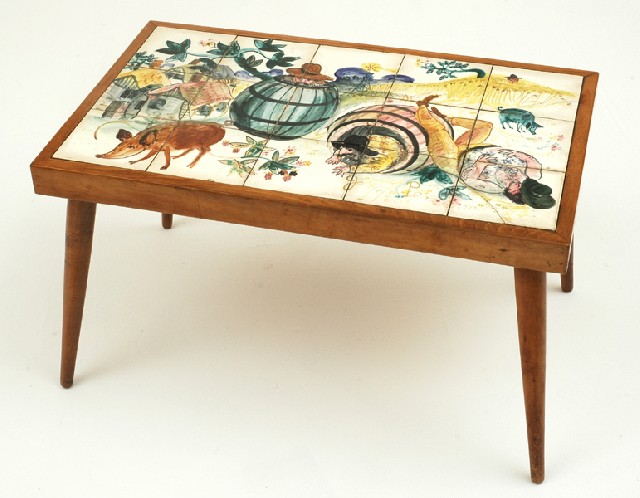 Appraisal: JOHN PERCEVAL Victoria circa Ceramic tile inset table comprising tiles