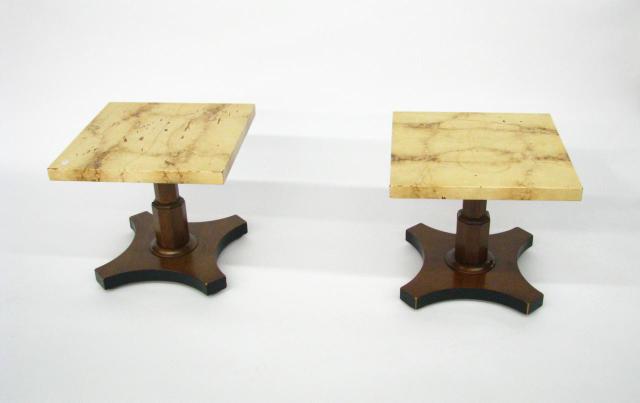 Appraisal: Pair of Baker mid-century end tables c 's with faux