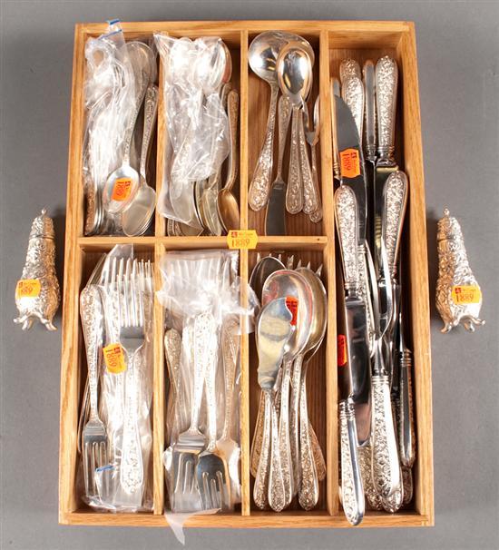 Appraisal: American silver -piece partial flatware service in the Corsage pattern