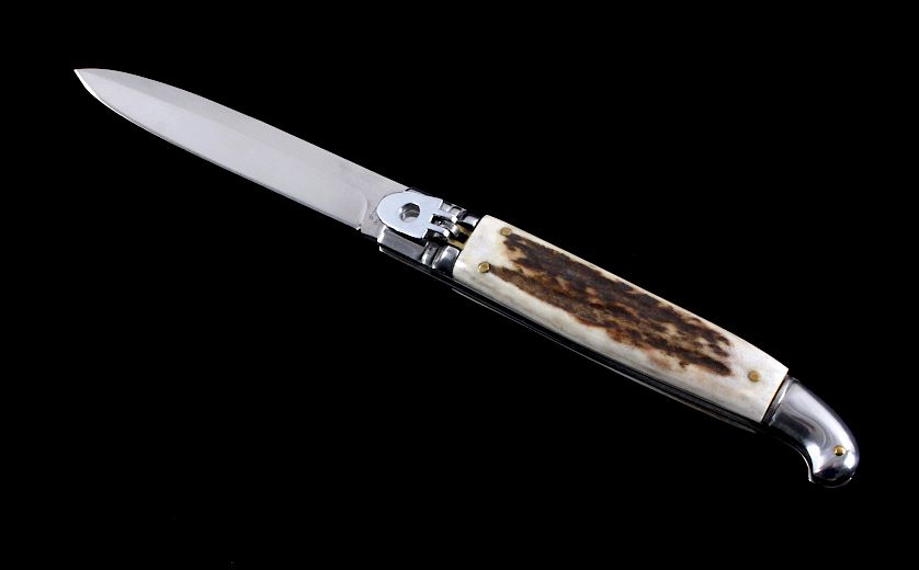 Appraisal: Foxinox Italian Stiletto Switchblade Knife Stag This is a Foxinox