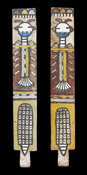 Appraisal: A pair of Hopi dance wands The flat wood implements