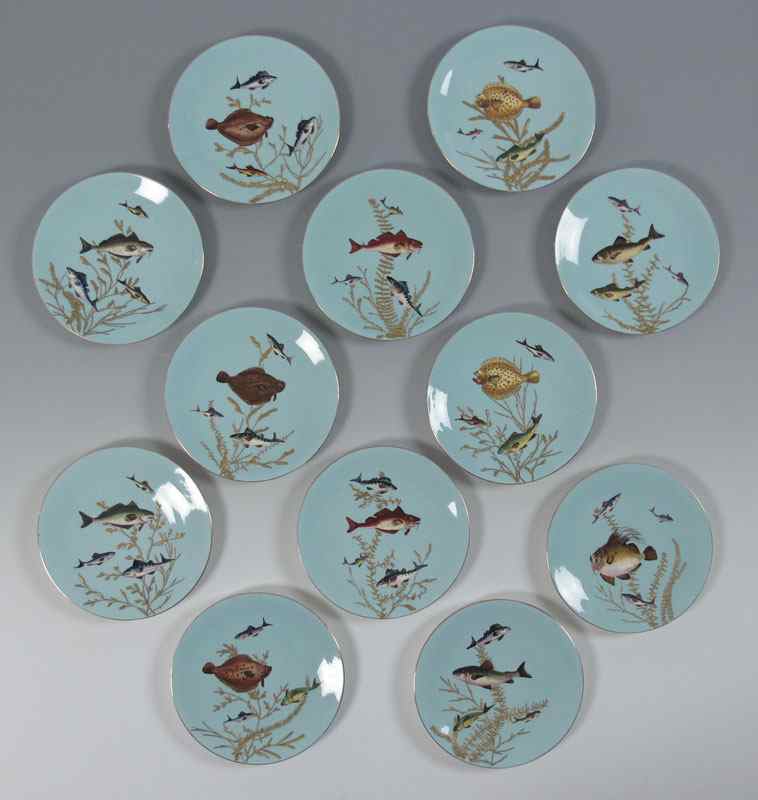 Appraisal: EJD BODLEY SET OF FISH PLATES th C Burslem hand