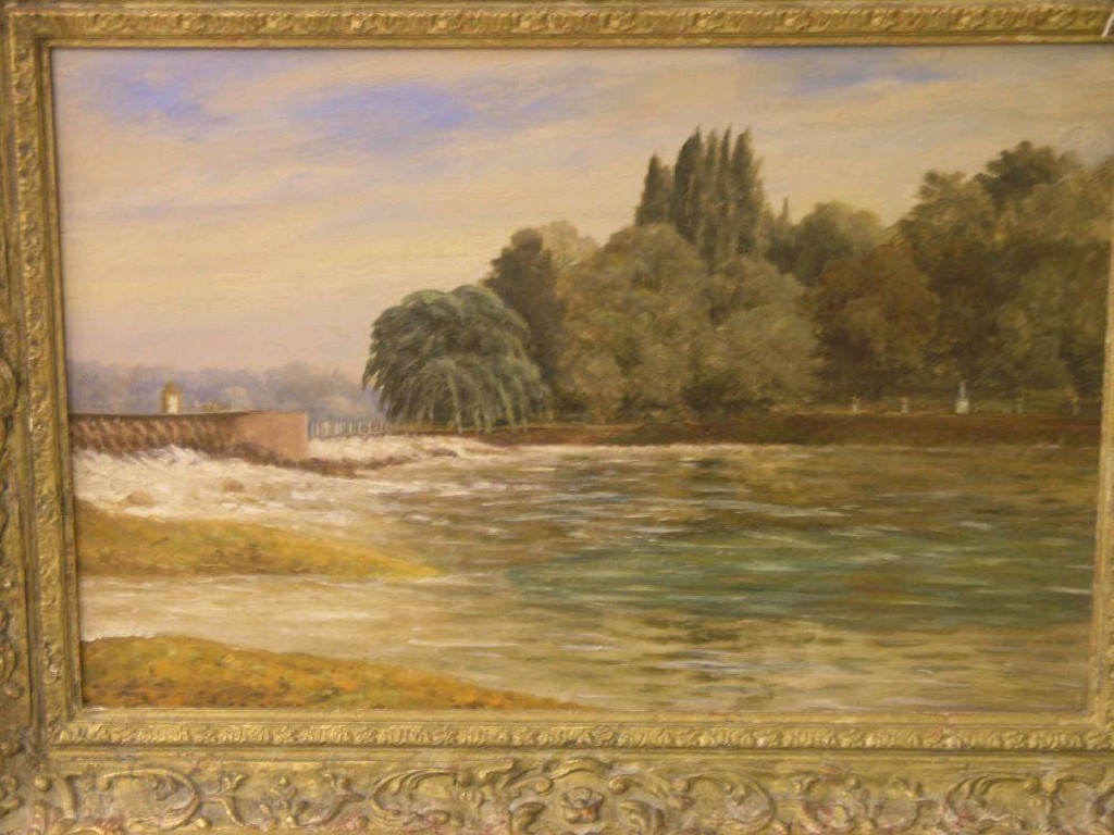 Appraisal: An oil on canvas - view of Teddington Lock x