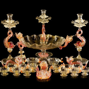 Appraisal: A Venetian Glass Table Service Early th Century comprising a