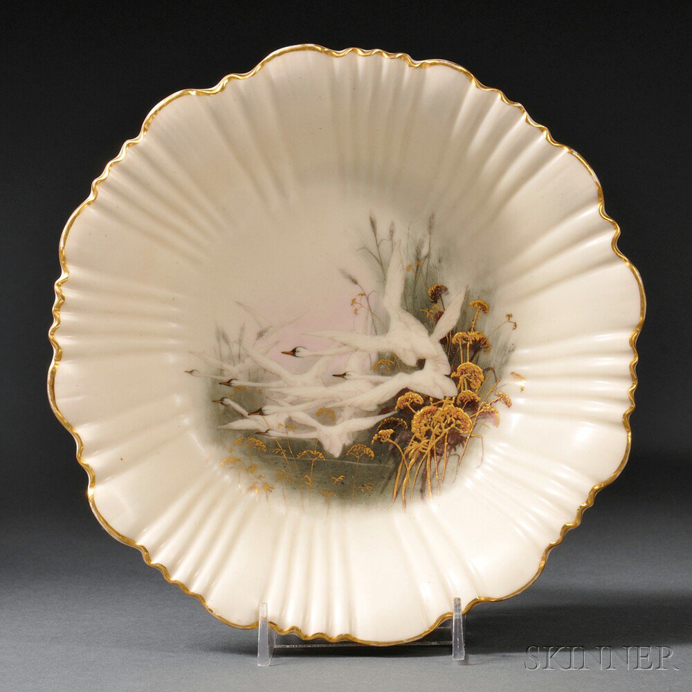 Appraisal: Royal Worcester Porcelain Charles Baldwyn Decorated Compote England c shallow