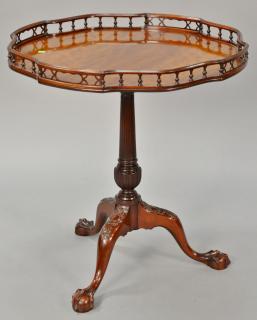 Appraisal: Margolis mahogany Chippendale table with gallery on carved shaft set