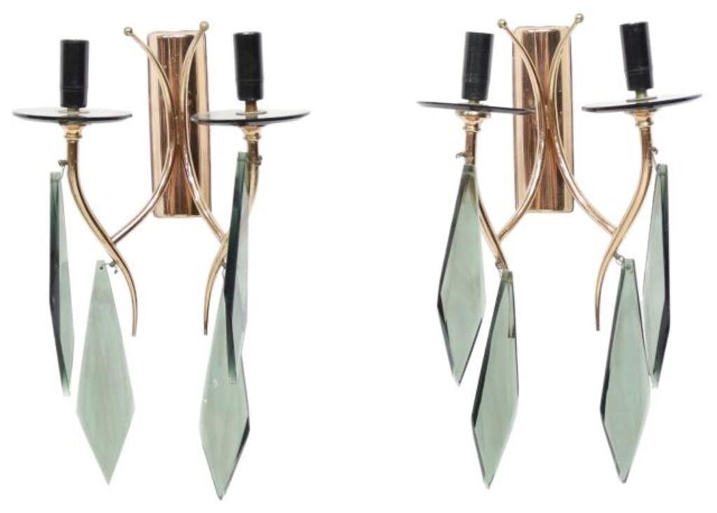 Appraisal: pair Italian mid-century modern sconces c s having bronze-gold finish