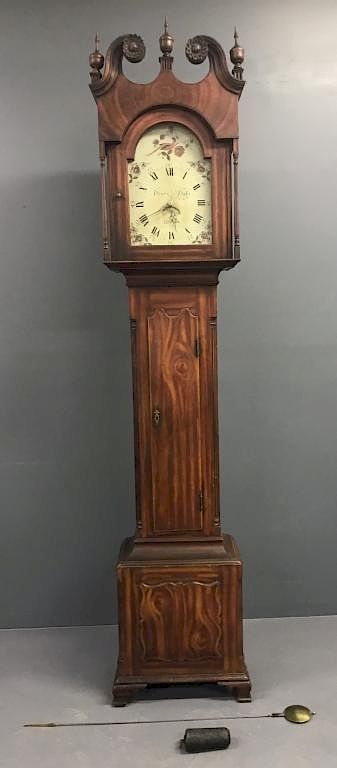 Appraisal: Chippendale Tall Case Clock Chippendale original paint decorated tall case