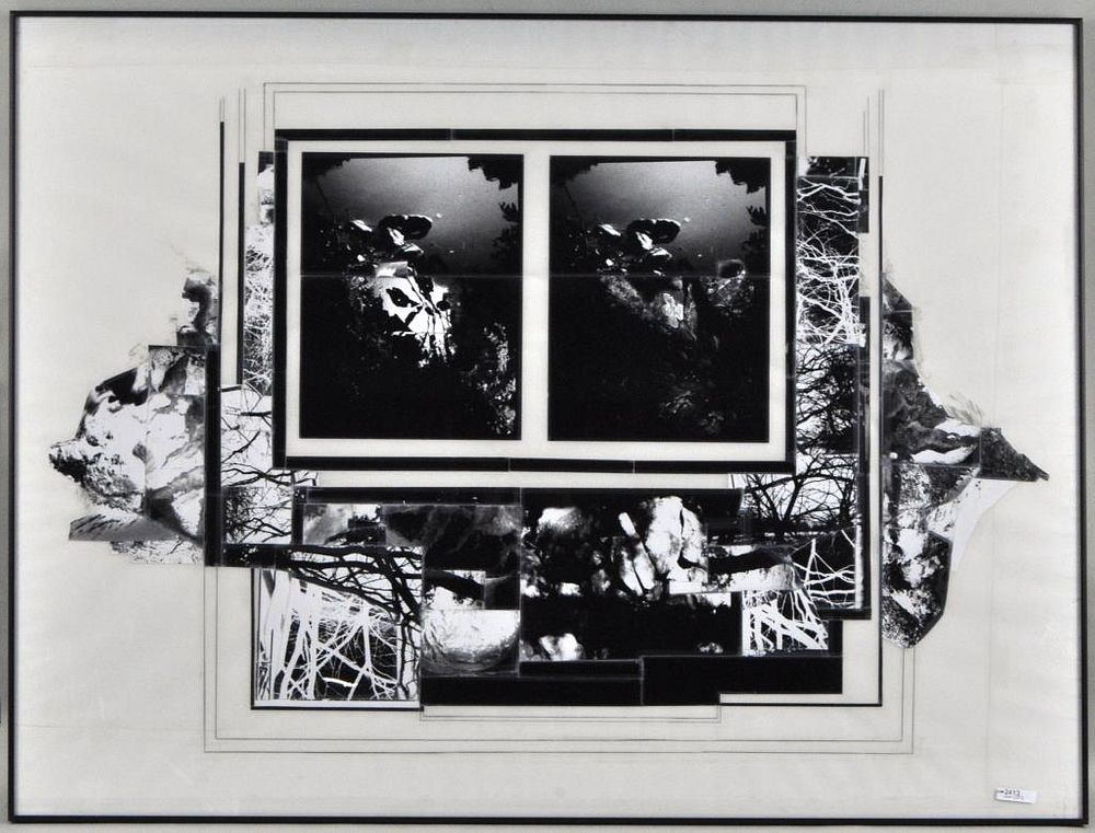 Appraisal: Framed B W Modern Photo Collage composed of landscape views