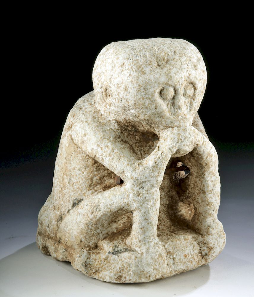 Appraisal: Teotihuacan Stone Seated Abstract Monkey Figure Pre-Columbian Valley of Mexico