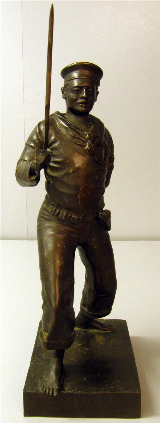 Appraisal: th century Bronze of a sailor holding a sword aloft