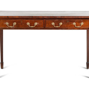 Appraisal: An English Mahogany Leather Inset Writing Table Late th Century