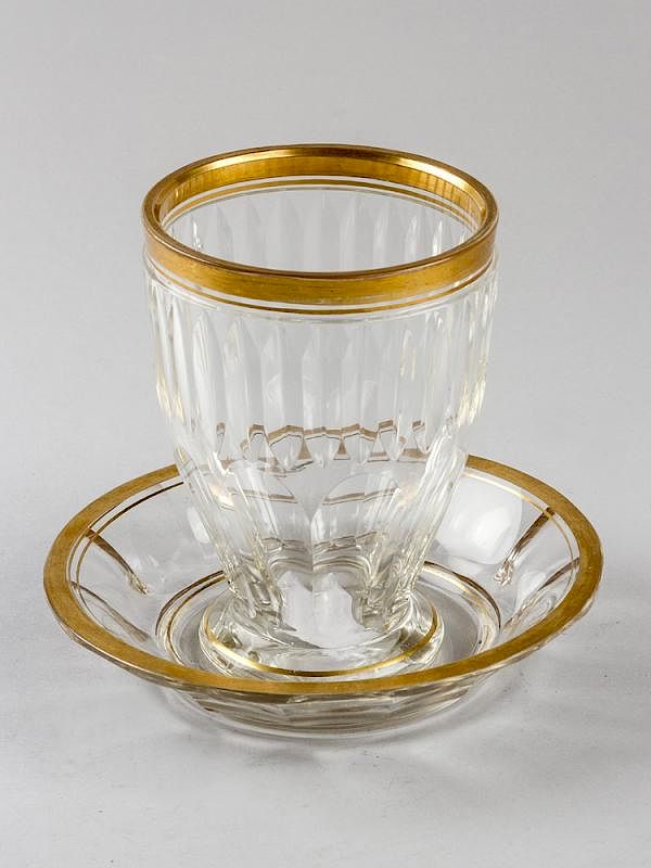 Appraisal: A Lobmeyer glass A Lobmeyer glass with saucer geometrical cutted