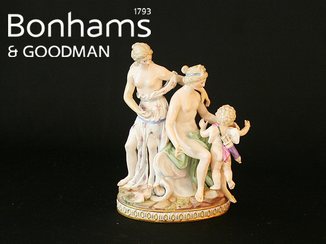 Appraisal: A Meissen figural group of Cupid visiting two maidens with