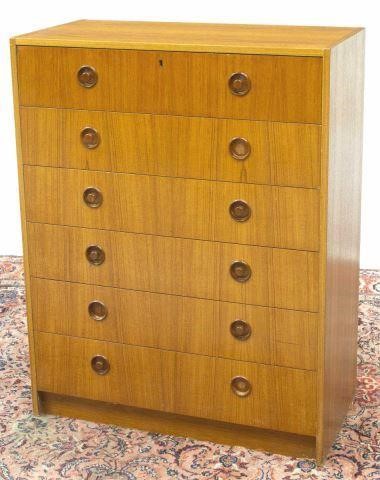 Appraisal: Danish mid-century modern teak chest of drawers c s rectangular