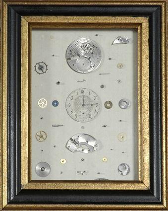 Appraisal: Framed Pocket Watch Parts Frame x in