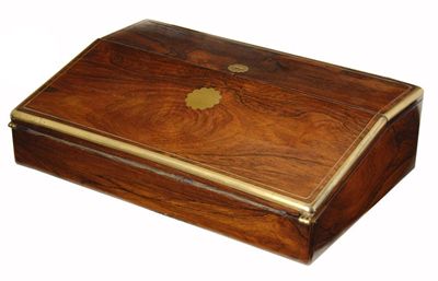 Appraisal: A th century rosewood and brass bound writing slope with