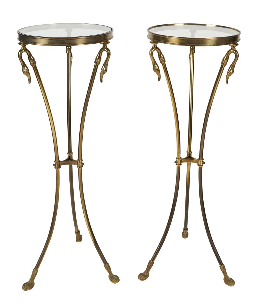 Appraisal: PAIR OF NEOCLASSIC BRASS GLASS FERN STANDSon hoof feet inches