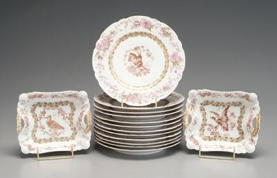 Appraisal: Set of Limoges plates animal and bird decoration gilt and