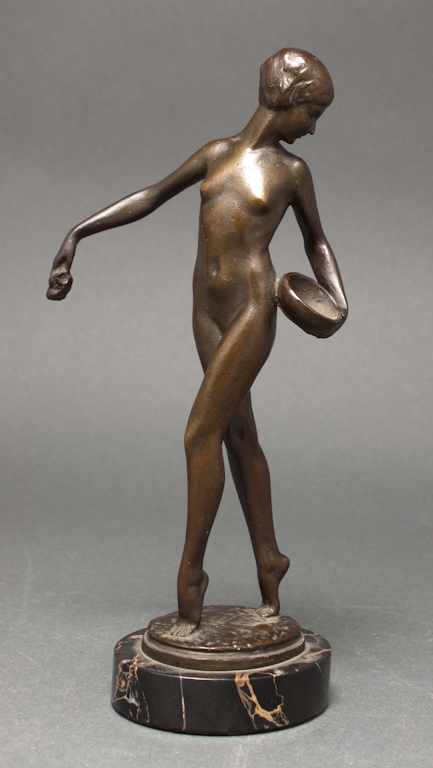 Appraisal: Edward Berge American - Nymph bronze patinated bronze figure of