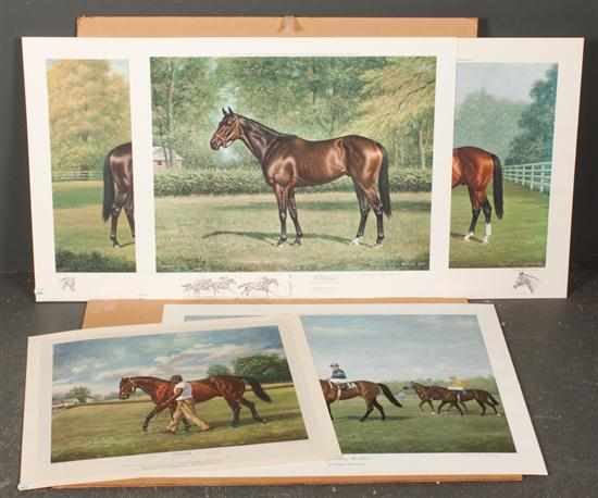 Appraisal: Seven equine color prints artists include Richard Stone Reeves Fred