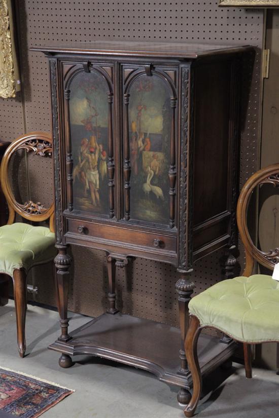 Appraisal: SIMONDS CABINET Jacobean style cabinet having two paneled and hand