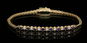 Appraisal: Ladies' Gold Sapphire Diamond Bracelet A k yellow gold bracelet