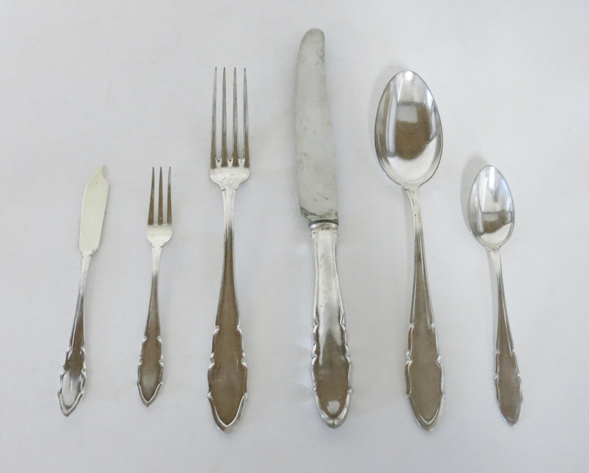 Appraisal: GERMAN FINE SILVER FLATWARE SET fifty pieces comprised of dinner