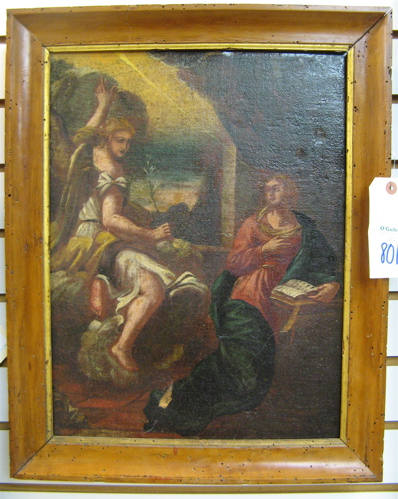 Appraisal: OIL ON CANVAS The Annunciation with an angel appearing to