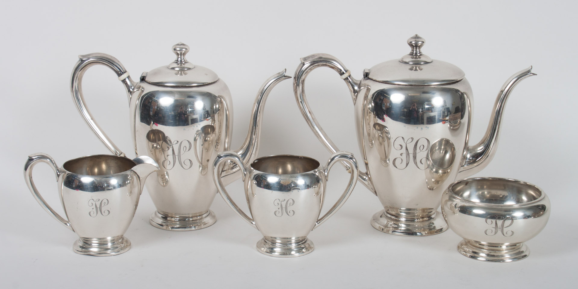 Appraisal: American sterling -piece coffee tea service including coffee pot in