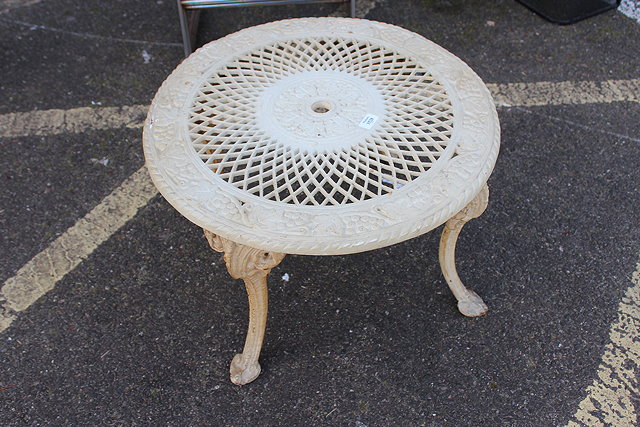 Appraisal: A CAST IRON CIRCULAR GARDEN TABLE with pierced top on