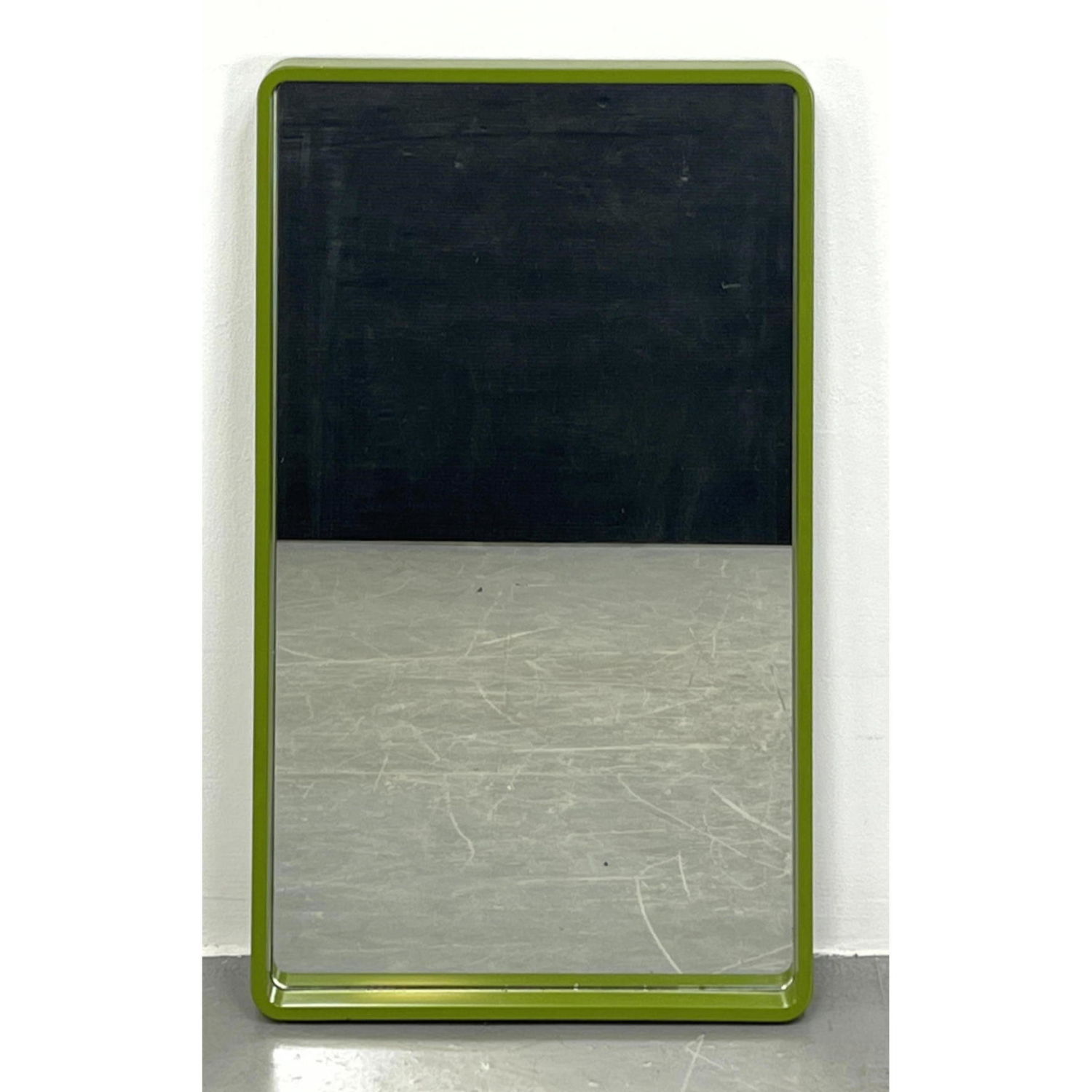 Appraisal: Schonbuch Avocado Green Lacquered Mirror Labeled Dimensions H inches W