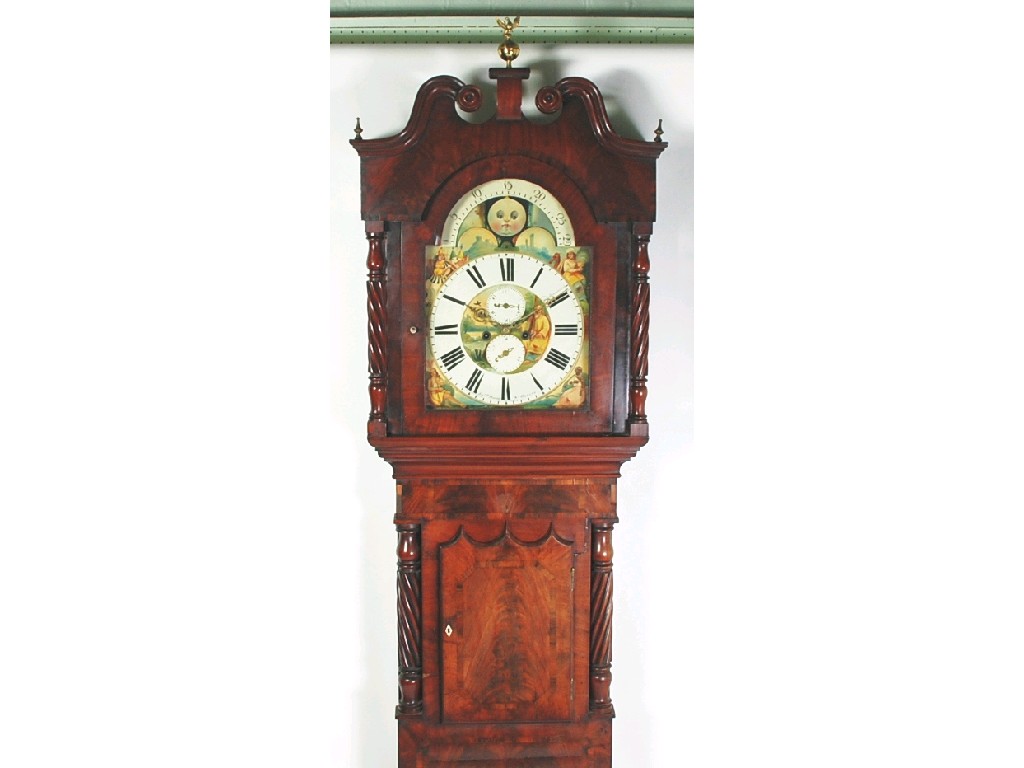 Appraisal: EARLY NINETEENTH CENTURY MAHOGANY MOONPHASE LONGCASE CLOCK by Joshua Marsh