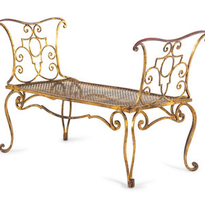 Appraisal: A Gilt Wrought Iron Bench by Jean-Charles Moreux French -