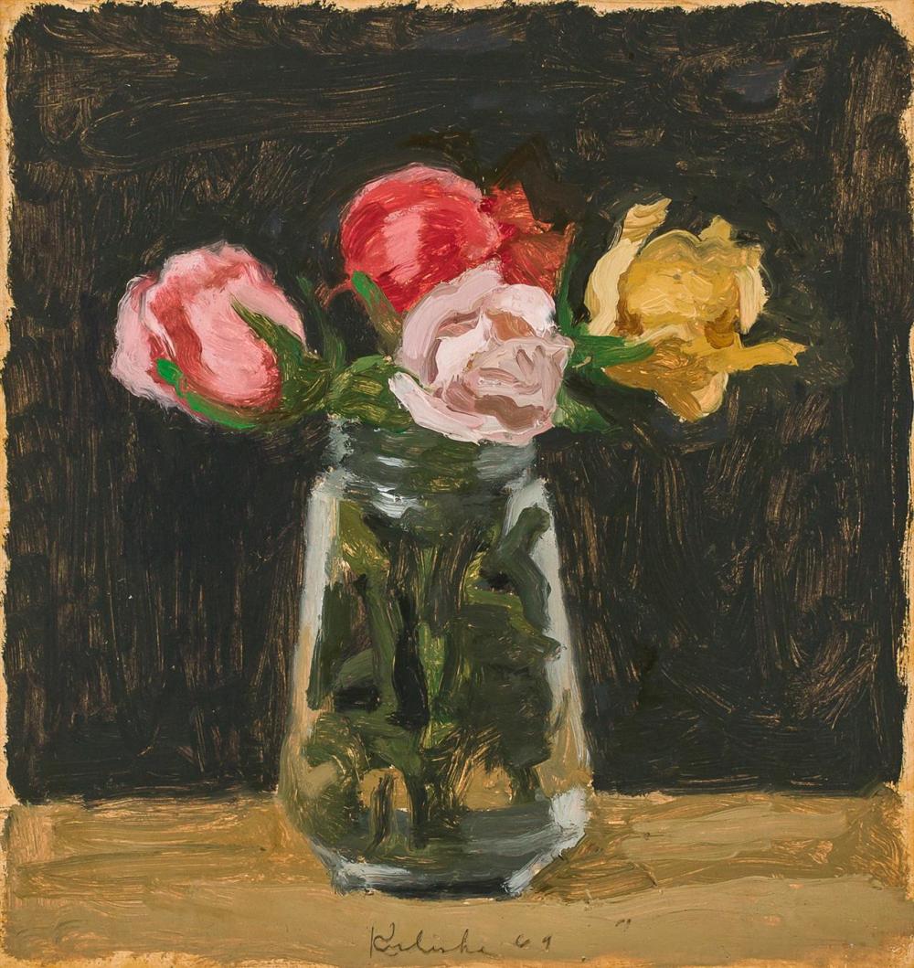 Appraisal: ROBERT KULICKE American - Roses in a Glass Jar oil