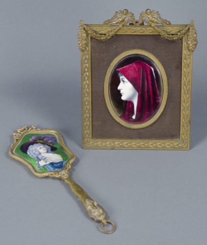 Appraisal: Two Miniature Enamel Portraits in ReliefOne oval portrait of girl