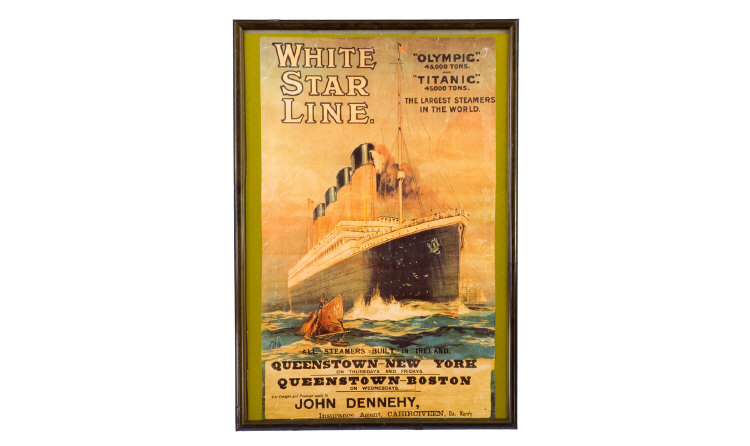 Appraisal: Framed White Star Line Coloured Graphic Poster Depicting S S