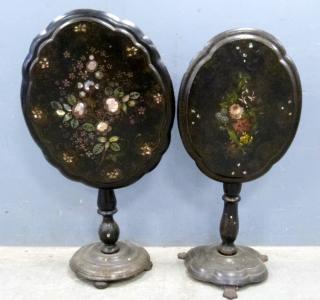 Appraisal: Two Victorian black lacquered papier mache and wood tables with