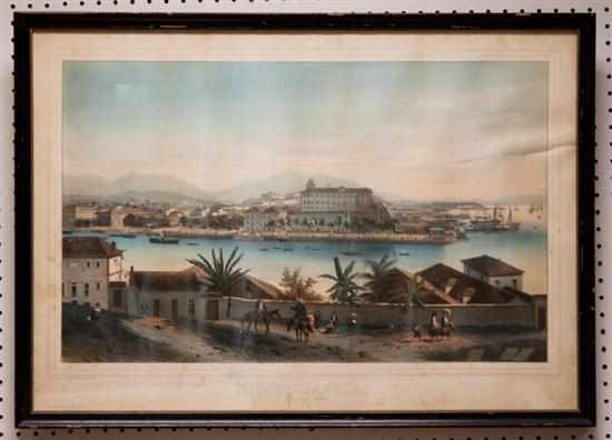 Appraisal: Brazil ''Rio de Janeiro da Ilha das Cobras'' hand-colored lithograph