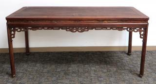 Appraisal: Huanghuali Long Table Huanghuali Long Table With a paneled top