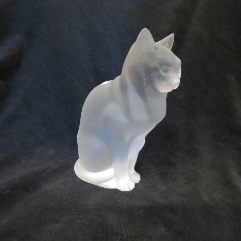 Appraisal: Lalique Crystal Figurine of a Cat seated frosted tall signed