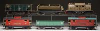 Appraisal: LIONEL STANDARD GAUGE E ELECTRIC ENGINE FIVE FREIGHT CARS Mauve