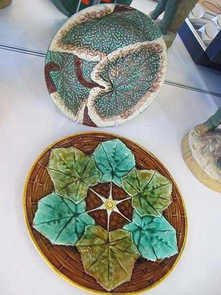 Appraisal: TWO MAJOLICA LEAF DECORATED PLATES