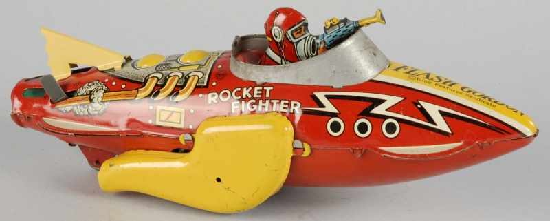 Appraisal: Tin Litho Marx Flash Gordon Rocket Fighter Toy Description American