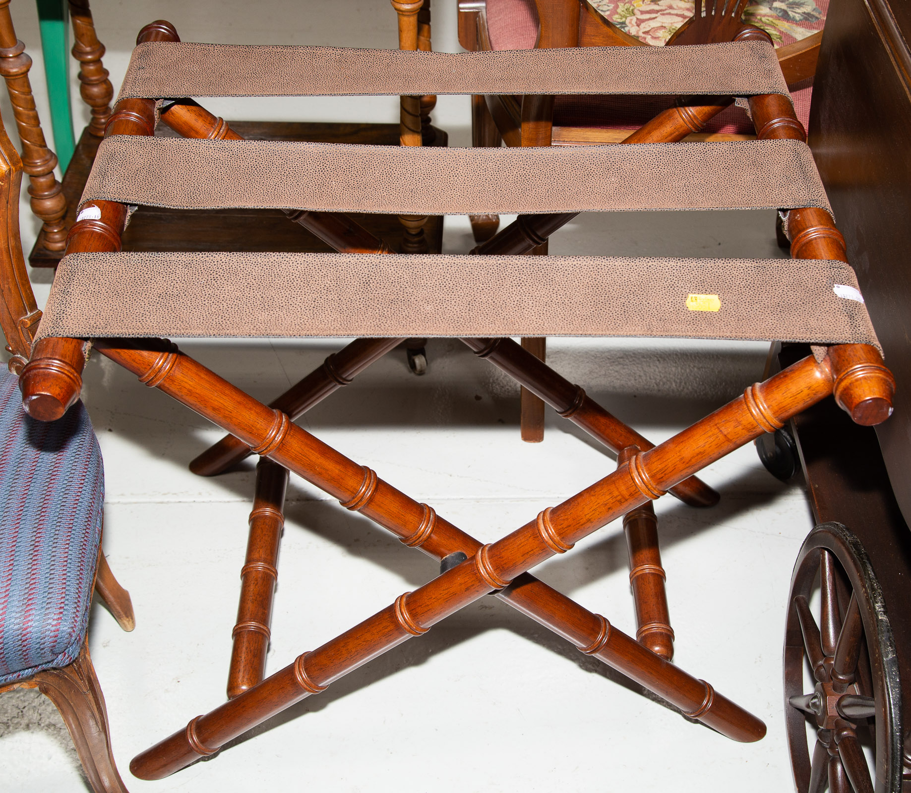 Appraisal: BAMBOO STYLE FOLDING LUGGAGE RACK in H in W in