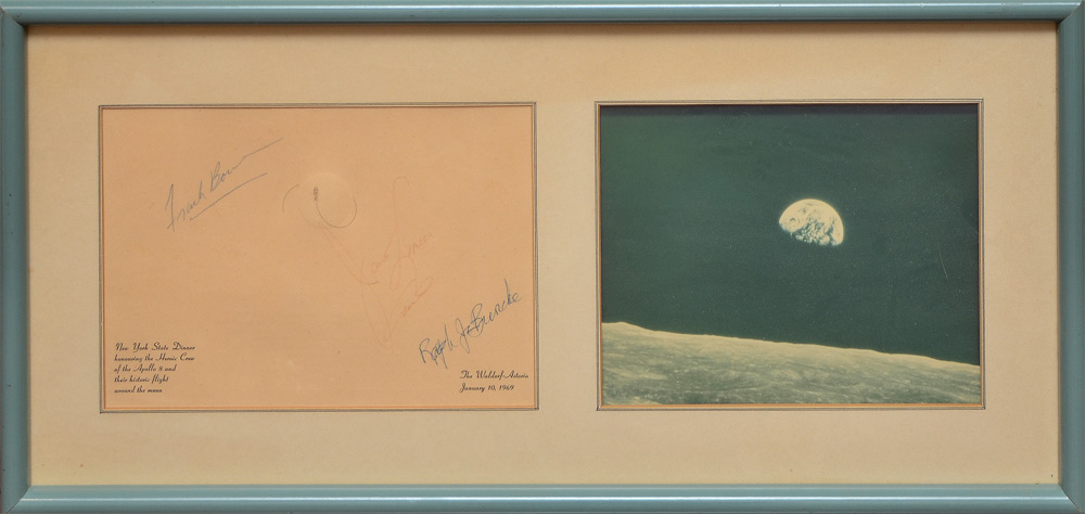 Appraisal: APOLLO MISSION ASTRONAUT AUTOGRAPHS Signed on embossed paper from the