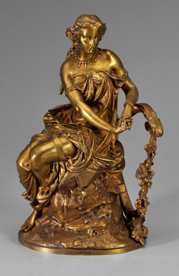 Appraisal: Bronze figure Venus leaning on a harp and on a