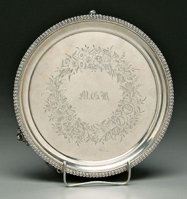 Appraisal: Charleston coin silver tray round with guilloche border floor with